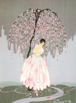 blossom umbrella Romain de Tirtoff dit Erte Russian Oil Paintings